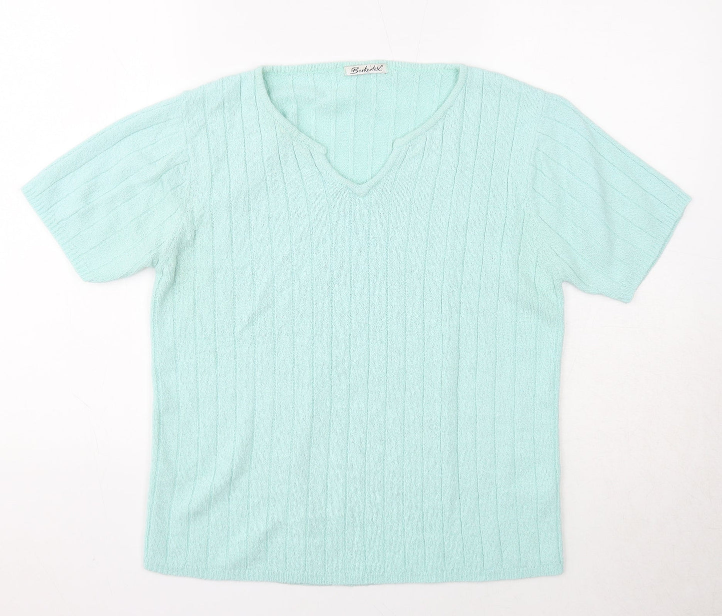 Berkertex Womens Blue V-Neck Acrylic Pullover Jumper Size 10 - Size 10-12