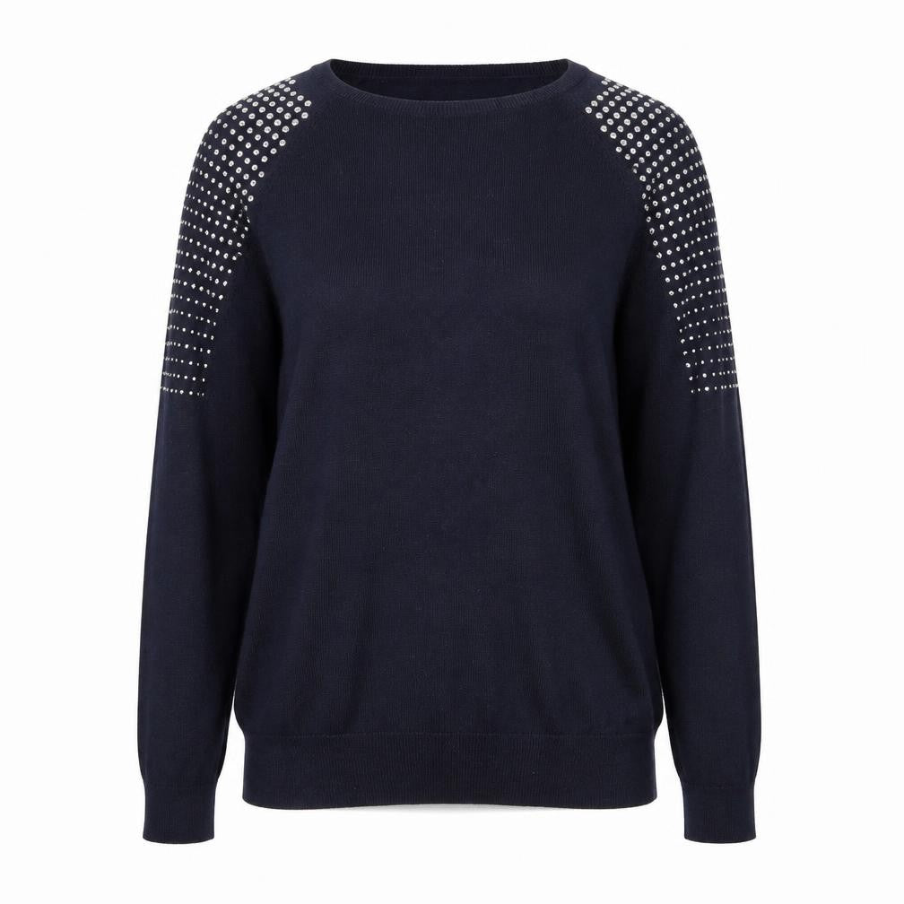 Mia Moda Womens Blue Round Neck Polyester Pullover Jumper Size S