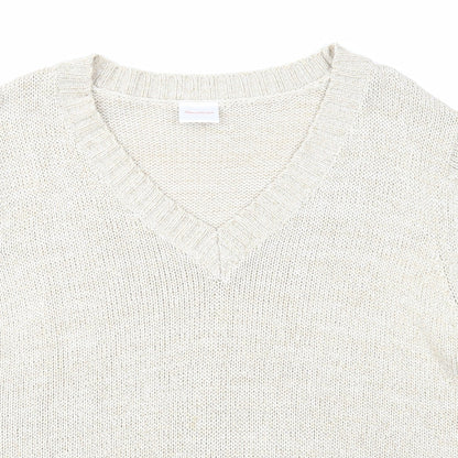 Casual Comfort Womens Beige V-Neck Acrylic Pullover Jumper Size 16