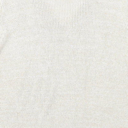 Casual Comfort Womens Beige V-Neck Acrylic Pullover Jumper Size 16