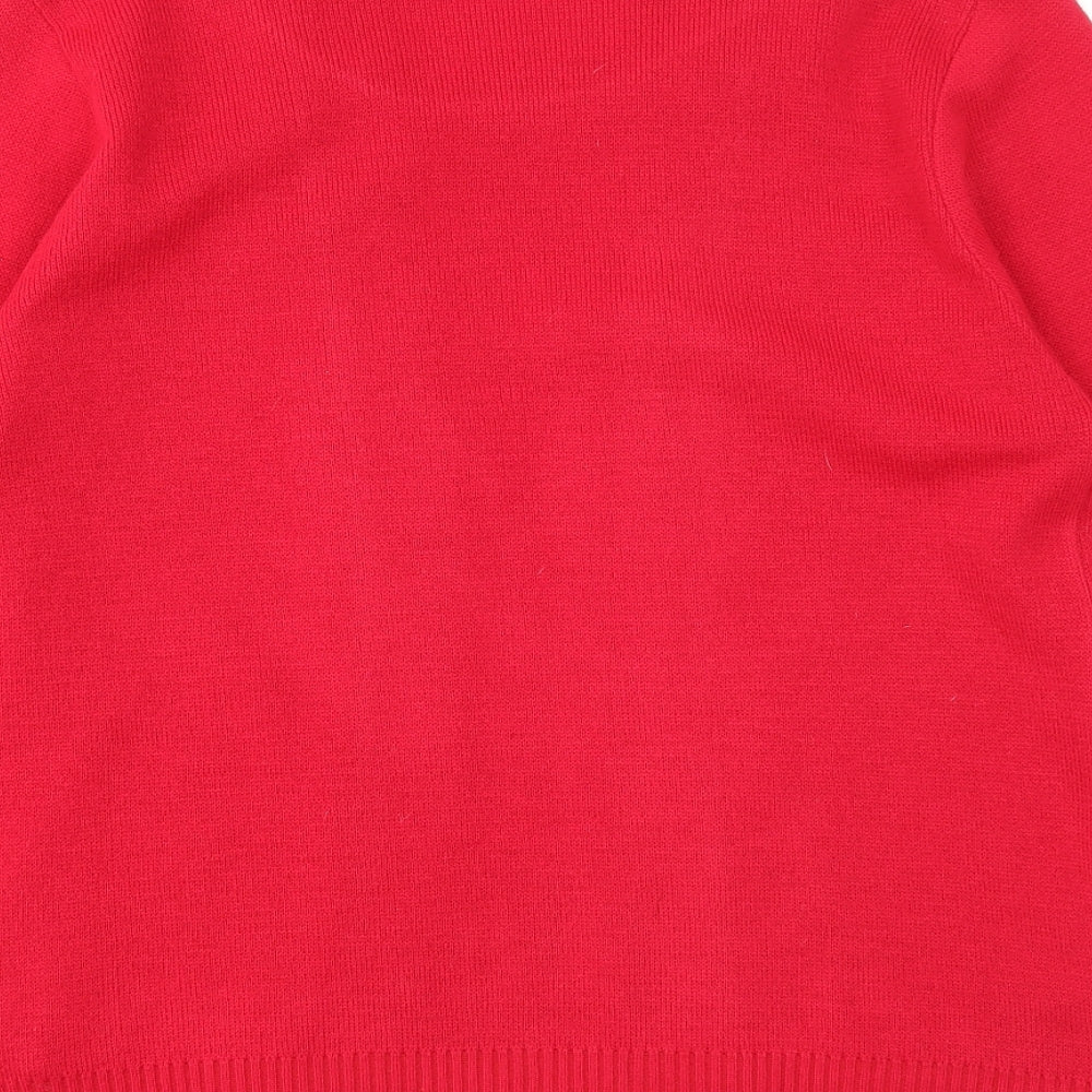 Elegant Womens Red Scoop Neck Striped Acrylic Cardigan Jumper Size M - Twin Set