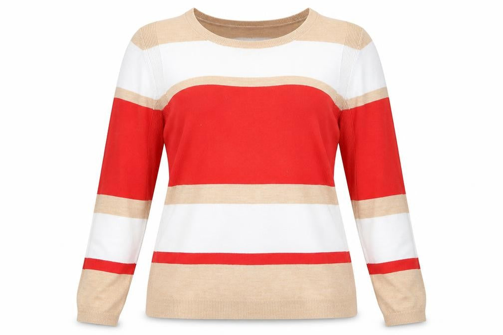 Marks & Spencer Womens Multicoloured Boat Neck Striped Acrylic Pullover Jumper Size 18