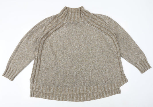 Edition Womens Brown High Neck Acrylic Pullover Jumper Size XL
