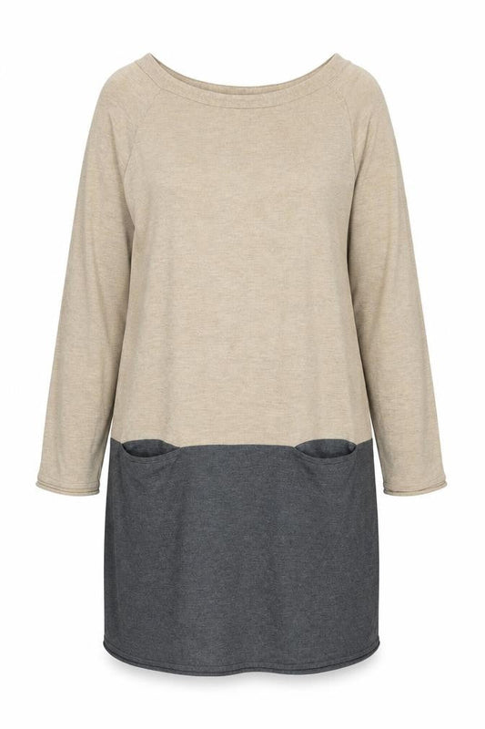 mamas & papas Womens Brown Colourblock Polyester Jumper Dress Size 16 Boat Neck Pullover