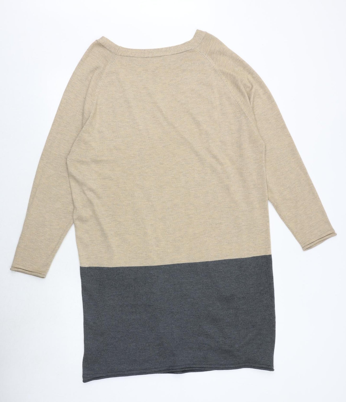 mamas & papas Womens Brown Colourblock Polyester Jumper Dress Size 16 Boat Neck Pullover