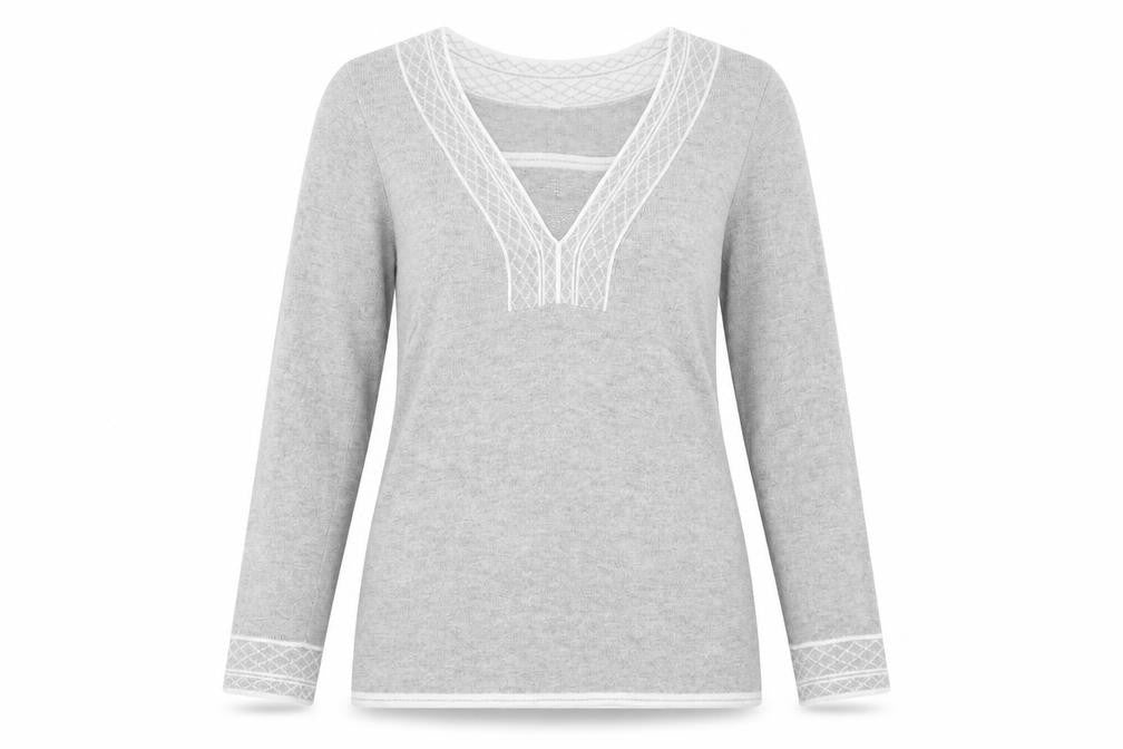 Afibel Womens Grey Square Neck Acrylic Pullover Jumper Size 10