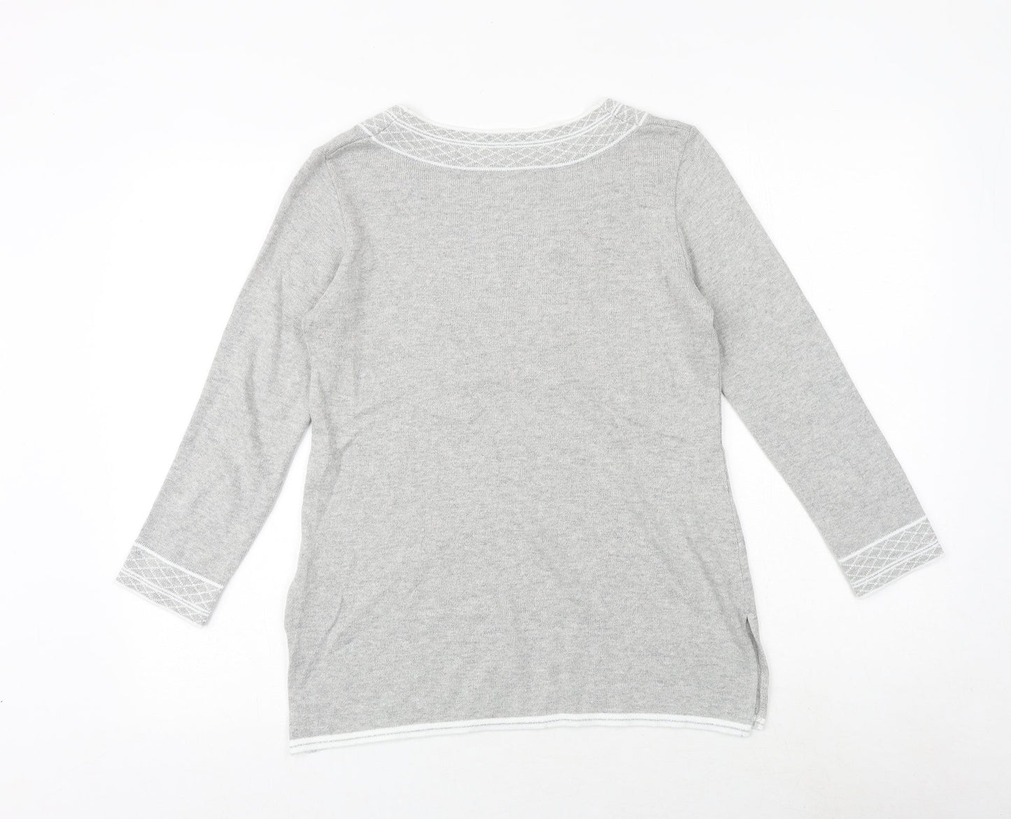 Afibel Womens Grey Square Neck Acrylic Pullover Jumper Size 10