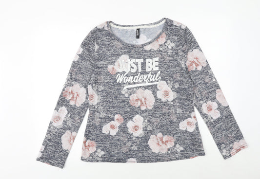 Colesium Casual Womens Blue Floral Viscose Basic Blouse Size XL Round Neck - Just Be Wonderful