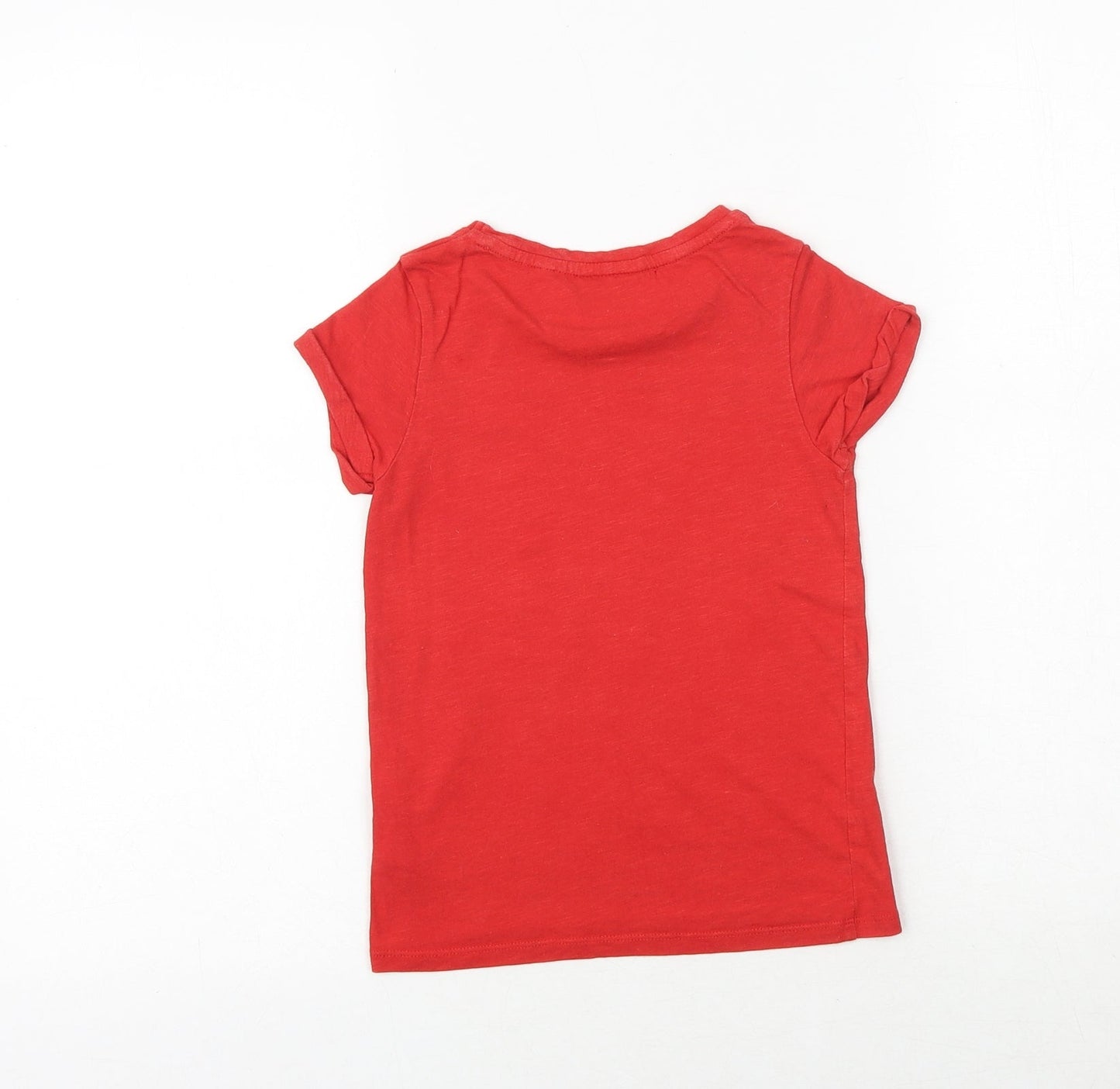 NEXT Girls Red 100% Cotton Basic T-Shirt Size 5 Years Round Neck Pullover - I Love England