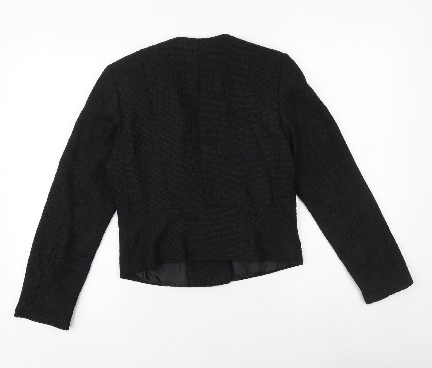 H&M Womens Black Biker Jacket Size 6 Zip