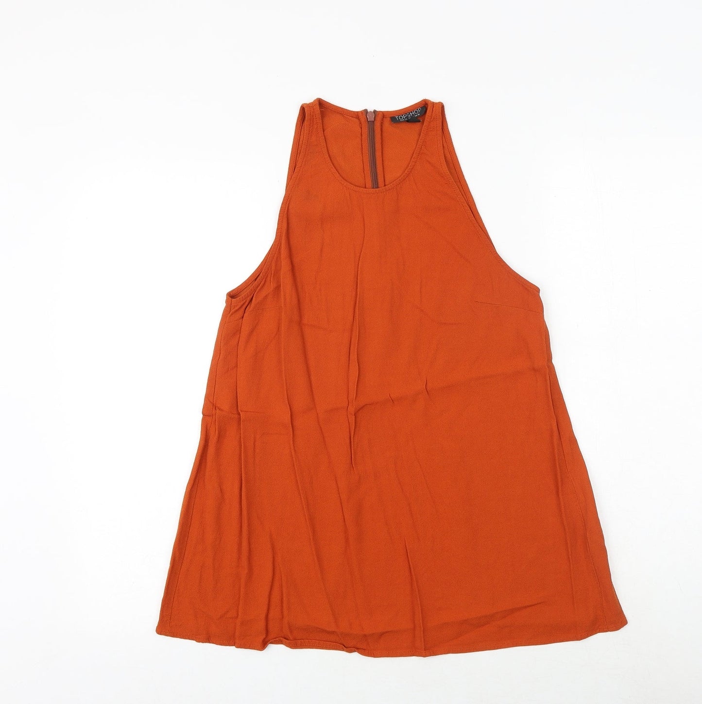Topshop Womens Orange Viscose Basic Tank Size 10 Round Neck