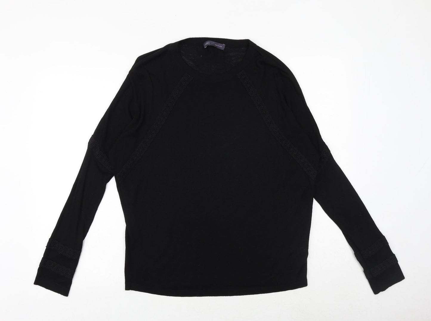 Marks and Spencer Womens Black V-Neck Viscose Pullover Jumper Size M