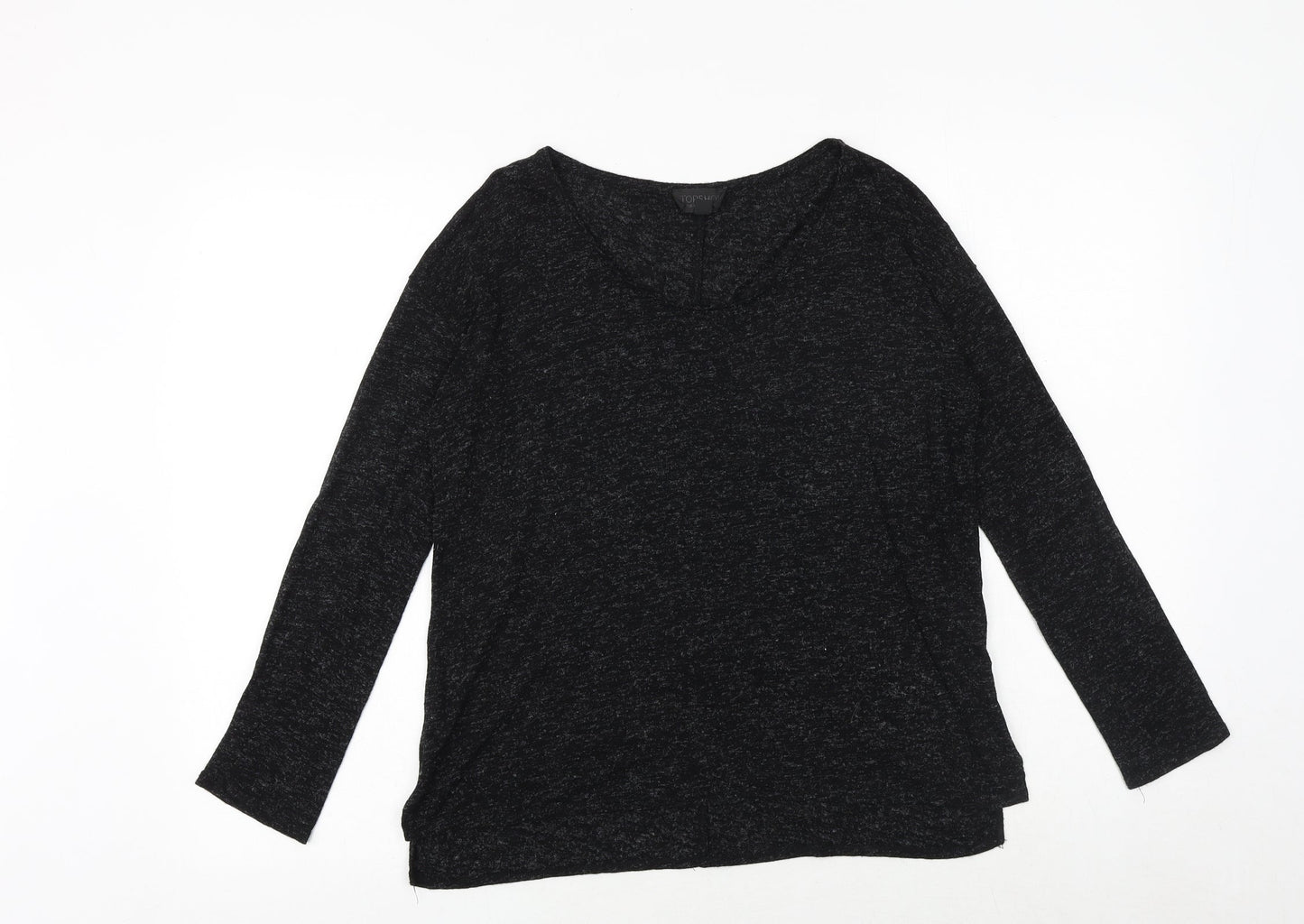 Topshop Womens Grey Geometric Viscose Basic Blouse Size 6 Round Neck