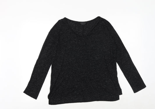 Topshop Womens Grey Geometric Viscose Basic Blouse Size 6 Round Neck