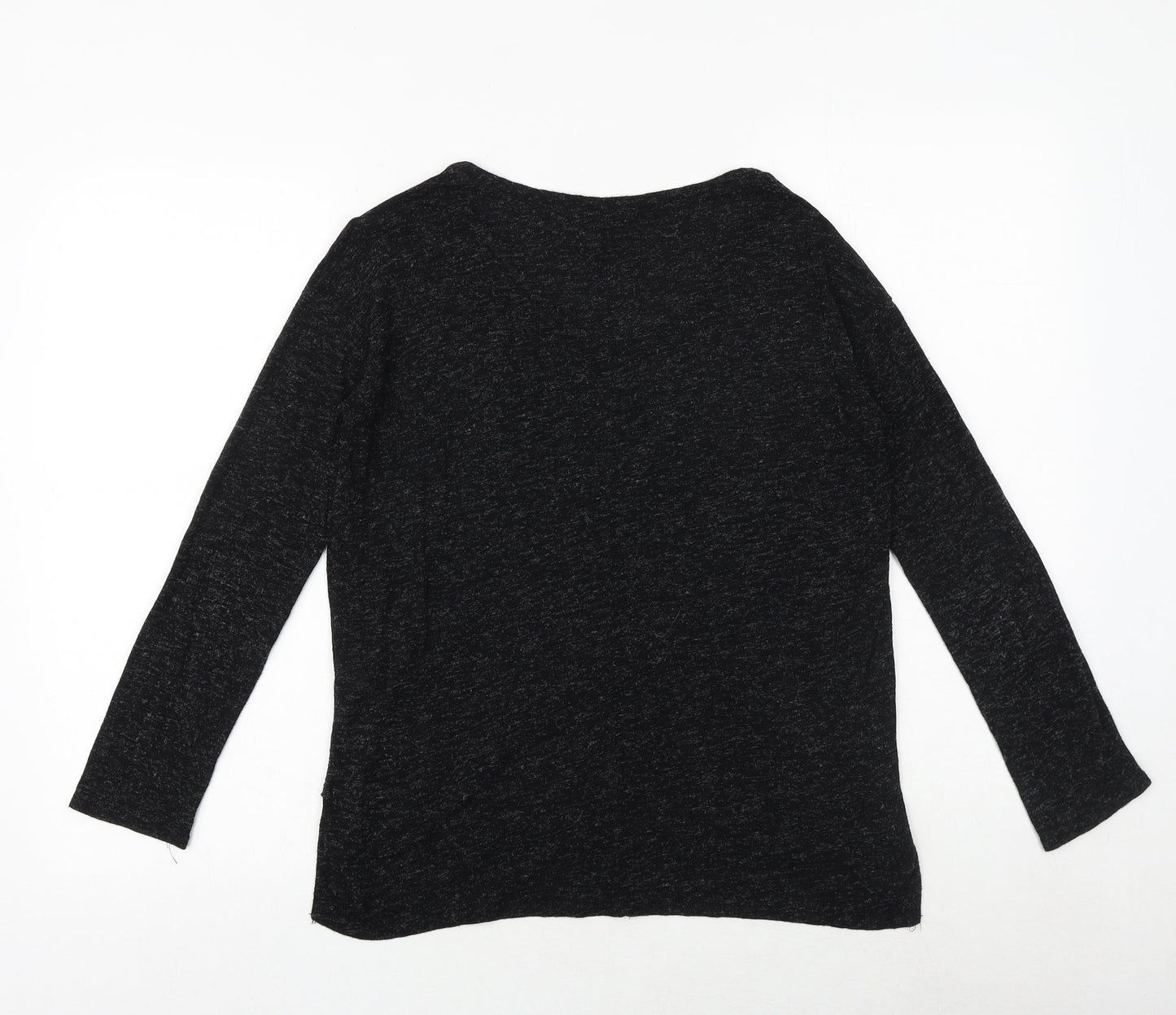 Topshop Womens Grey Geometric Viscose Basic Blouse Size 6 Round Neck