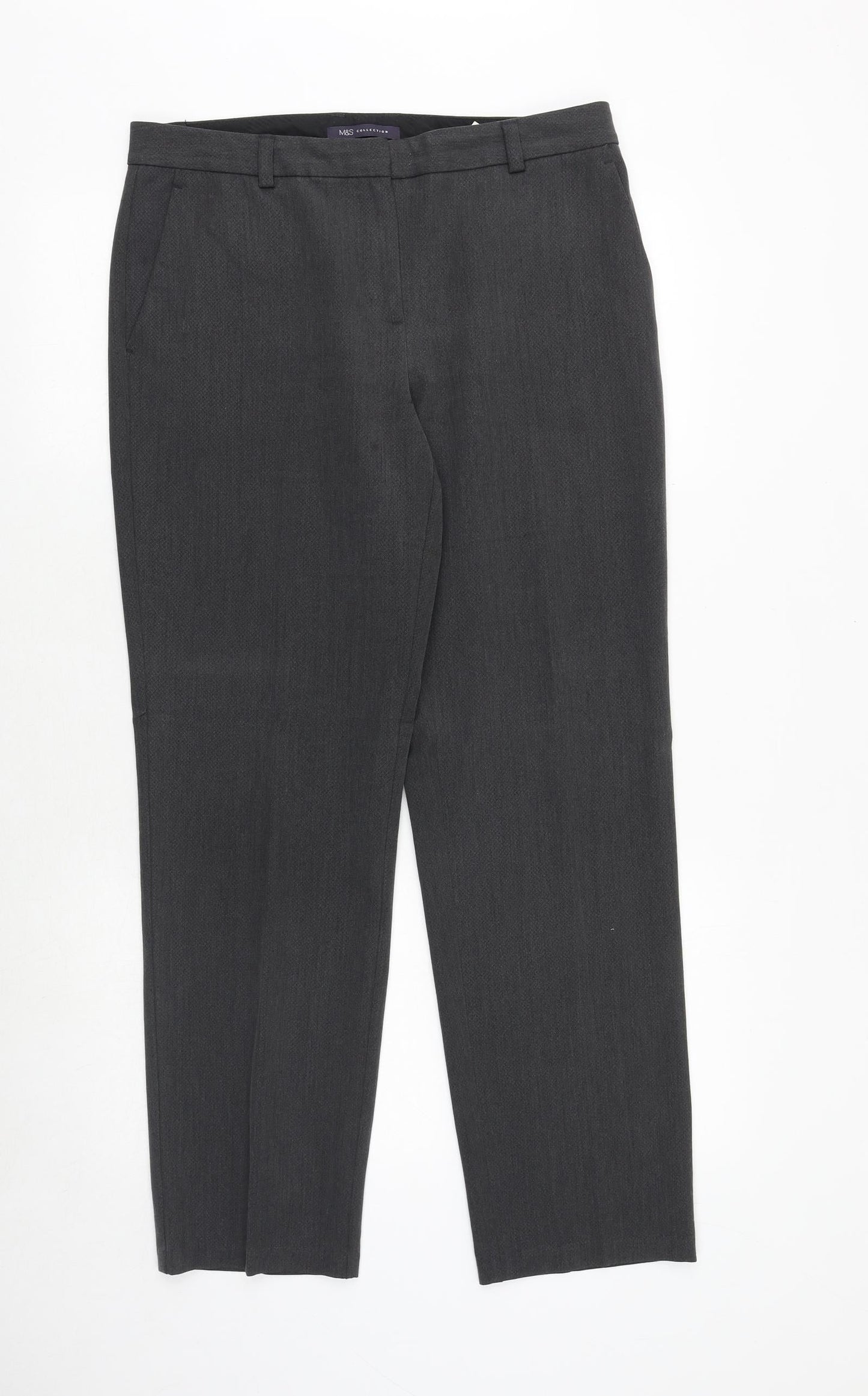 Marks and Spencer Womens Grey Polyester Trousers Size 12 Regular Zip