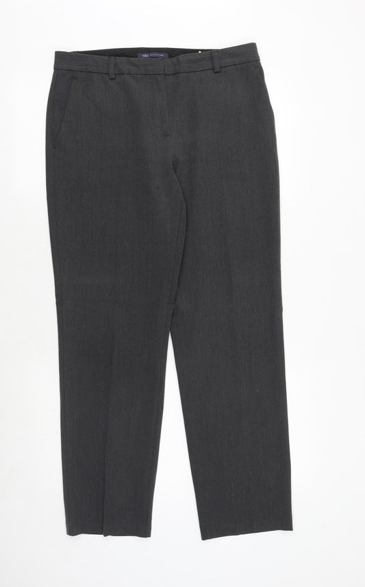 Marks and Spencer Womens Grey Polyester Trousers Size 12 Regular Zip