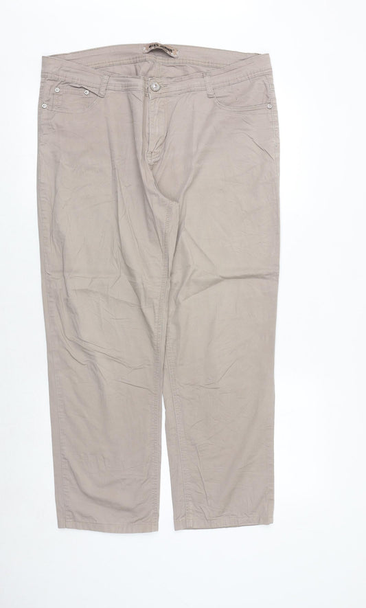 Miss joanna Womens Beige Cotton Trousers Size 38 in Regular Zip