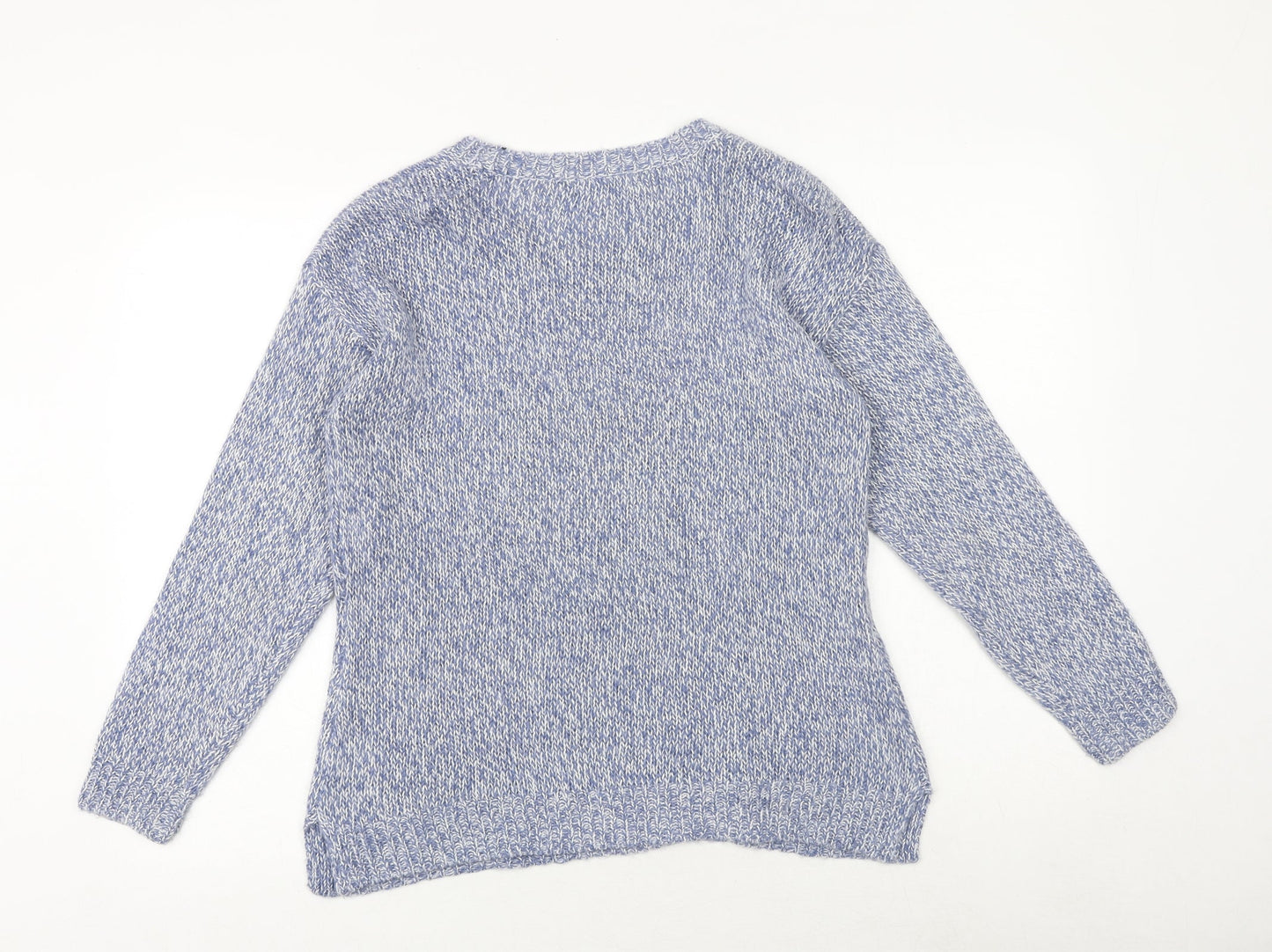 Bonmarché Womens Blue Round Neck Acrylic Pullover Jumper Size S - Owl Pattern