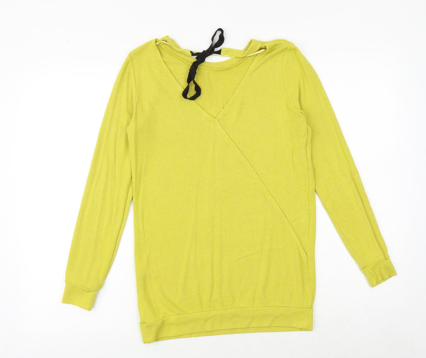 River Island Womens Yellow Round Neck Viscose Pullover Jumper Size 6