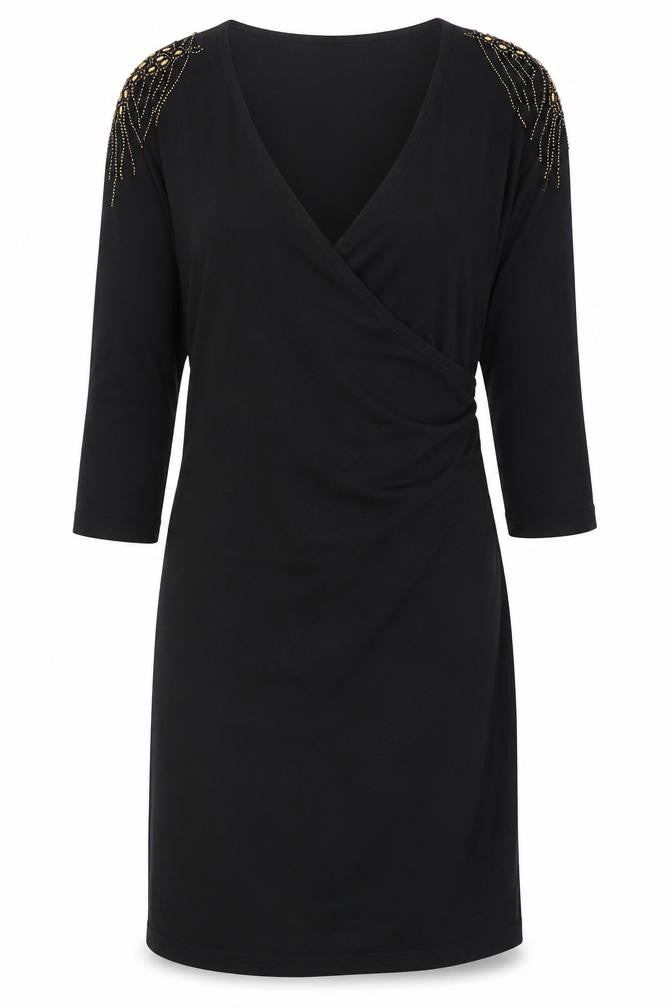 Kaliko Womens Black V-Neck Viscose Pullover Jumper Size 14