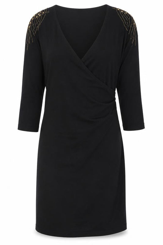 Kaliko Womens Black V-Neck Viscose Pullover Jumper Size 14
