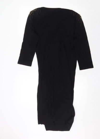 Back view of Kaliko women’s black v-neck viscose jumper, size UK 14