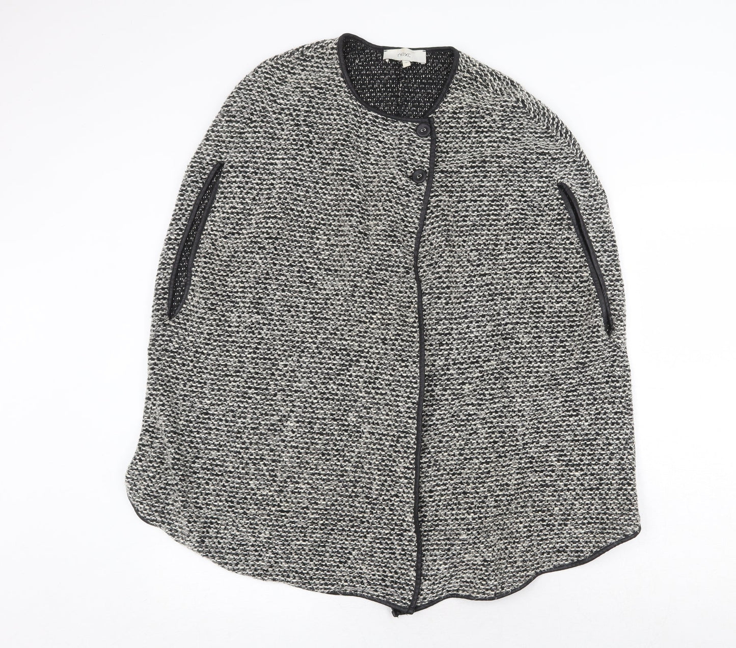 NEXT Womens Grey Geometric Jacket Poncho Size 10 Button