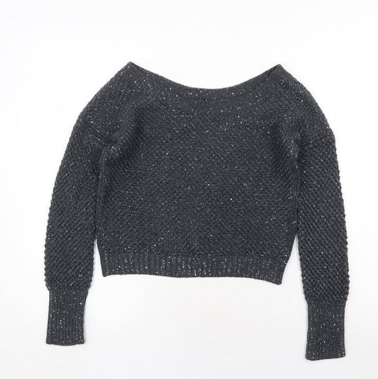 Sisley Womens Grey Boat Neck Cotton Pullover Jumper Size XS Pullover