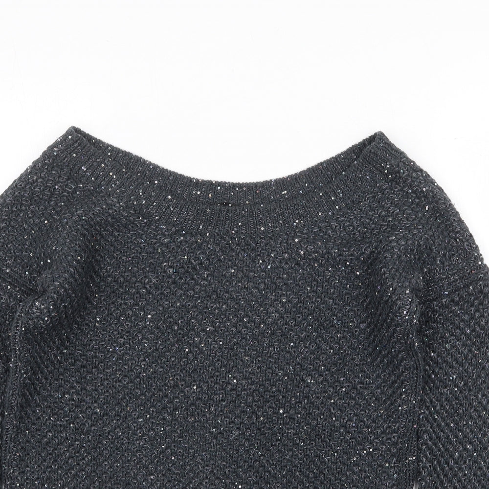 Sisley Womens Grey Boat Neck Cotton Pullover Jumper Size XS Pullover