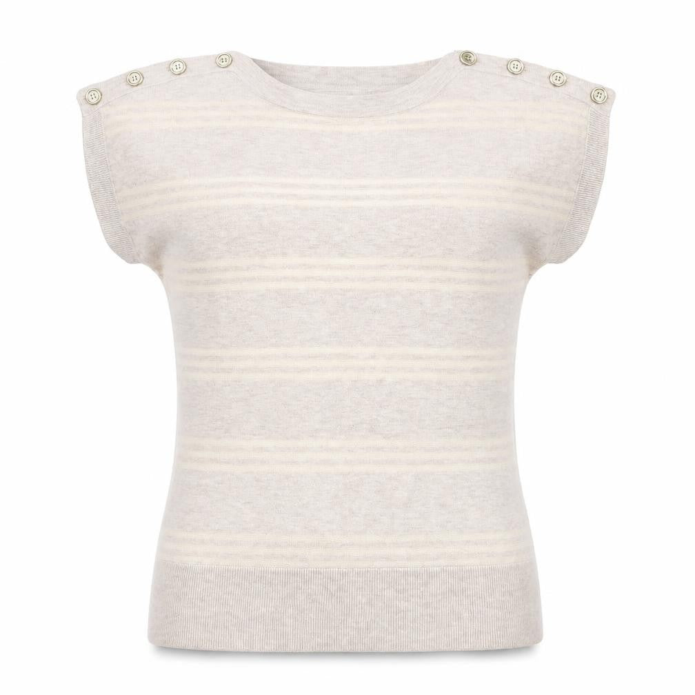Warehouse Womens Beige Round Neck Striped Viscose Pullover Jumper Size 14