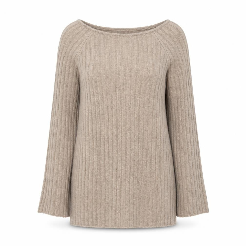 H&M Womens Beige Boat Neck Acrylic Pullover Jumper Size M
