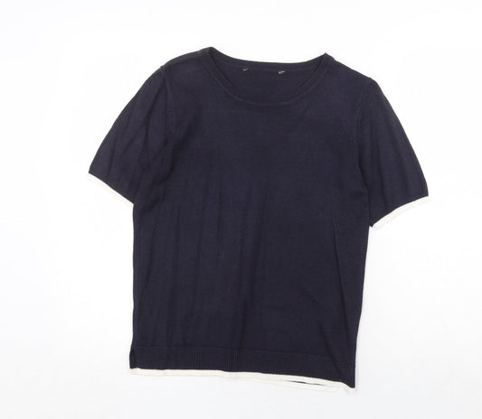 Bonmarché Womens Blue Acrylic Basic T-Shirt Size 10 Round Neck
