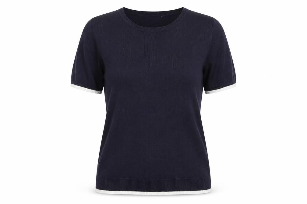 Bonmarché Womens Blue Acrylic Basic T-Shirt Size 10 Round Neck