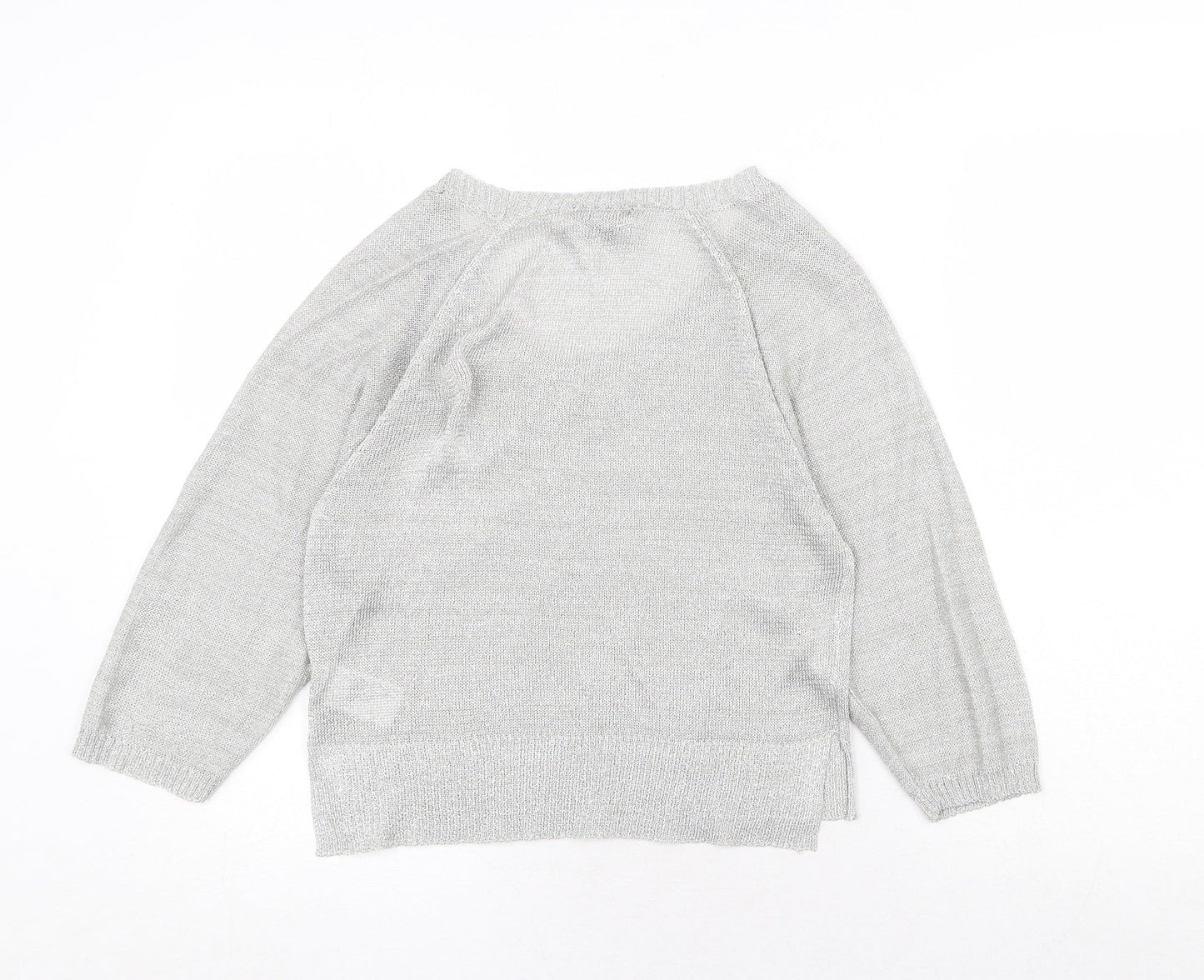 H&M Womens Silver Scoop Neck Viscose Pullover Jumper Size XS