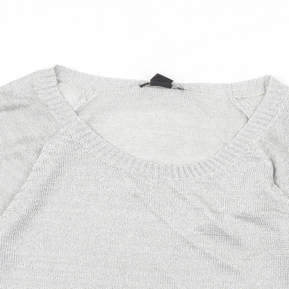 H&M Womens Silver Scoop Neck Viscose Pullover Jumper Size XS