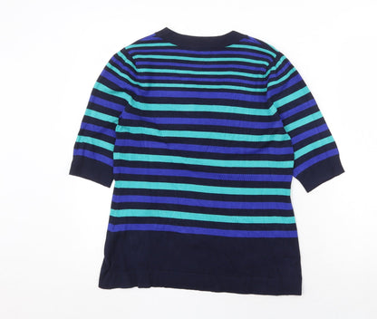 Planet Womens Multicoloured V-Neck Striped Viscose Pullover Jumper Size S