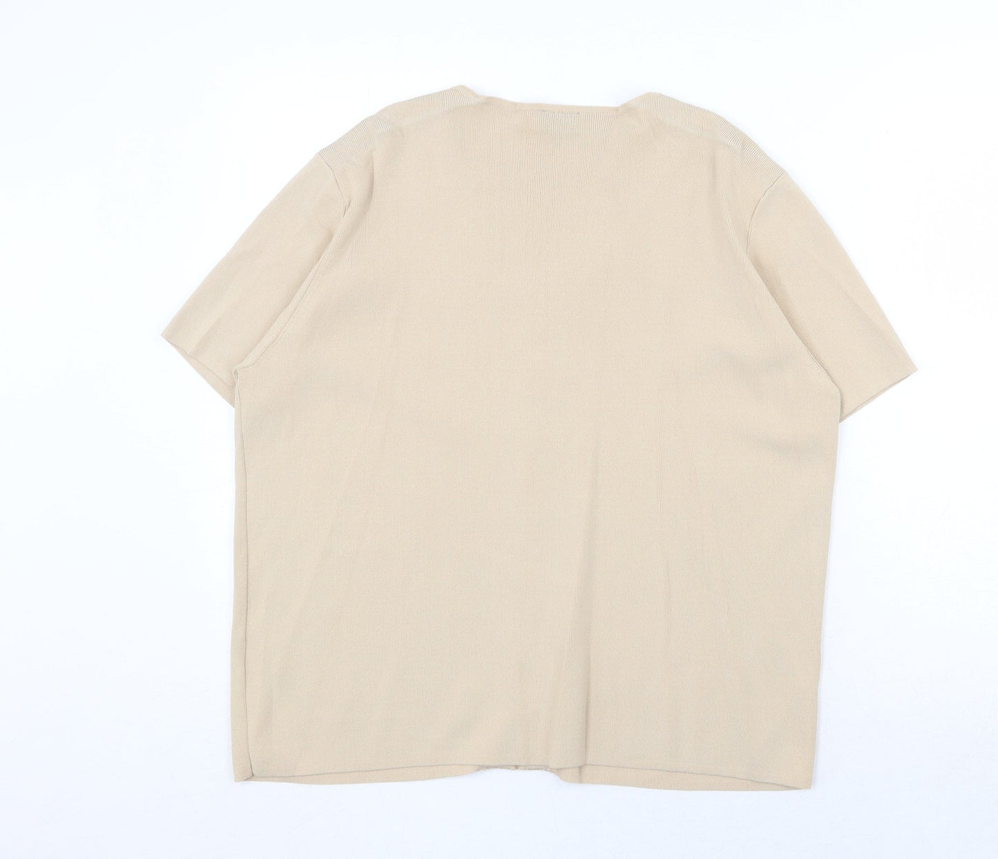 Avant Garde Womens Beige V-Neck Acrylic Pullover Jumper Size XL