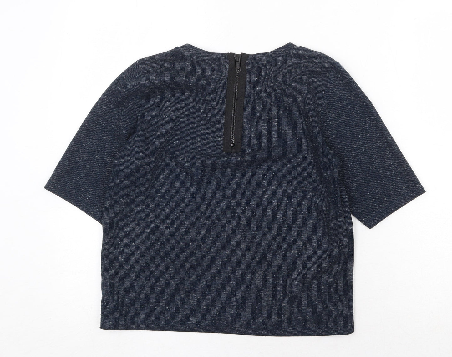 Topshop Womens Blue Polyester Basic T-Shirt Size 6 Round Neck