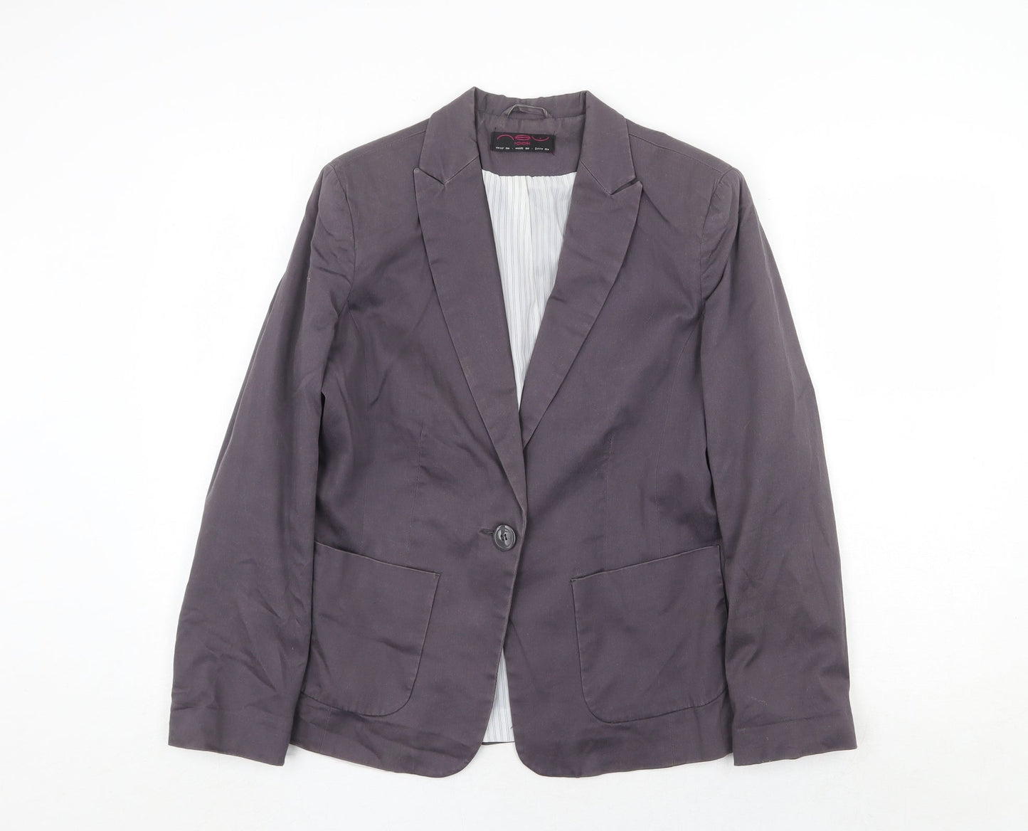 New Look Womens Grey Jacket Blazer Size 12 Button