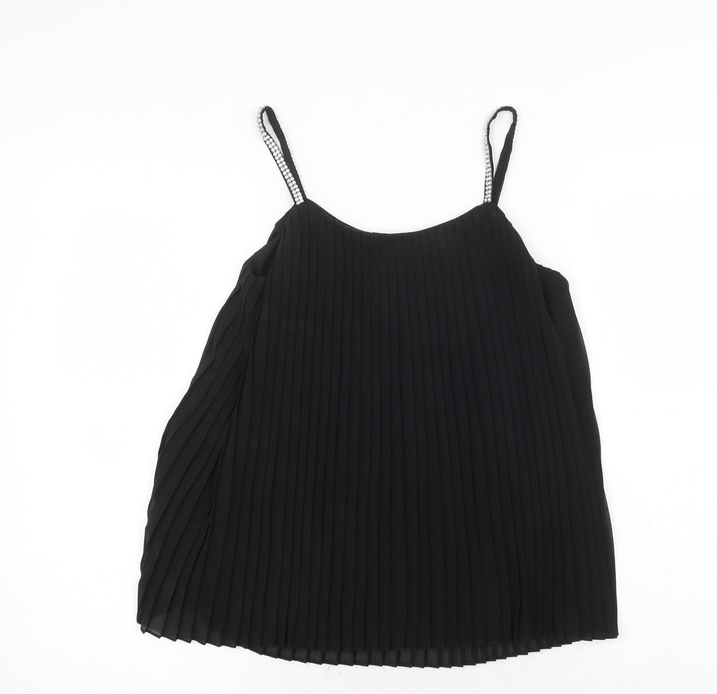 Quiz Womens Black Polyester Basic Tank Size 6 Round Neck