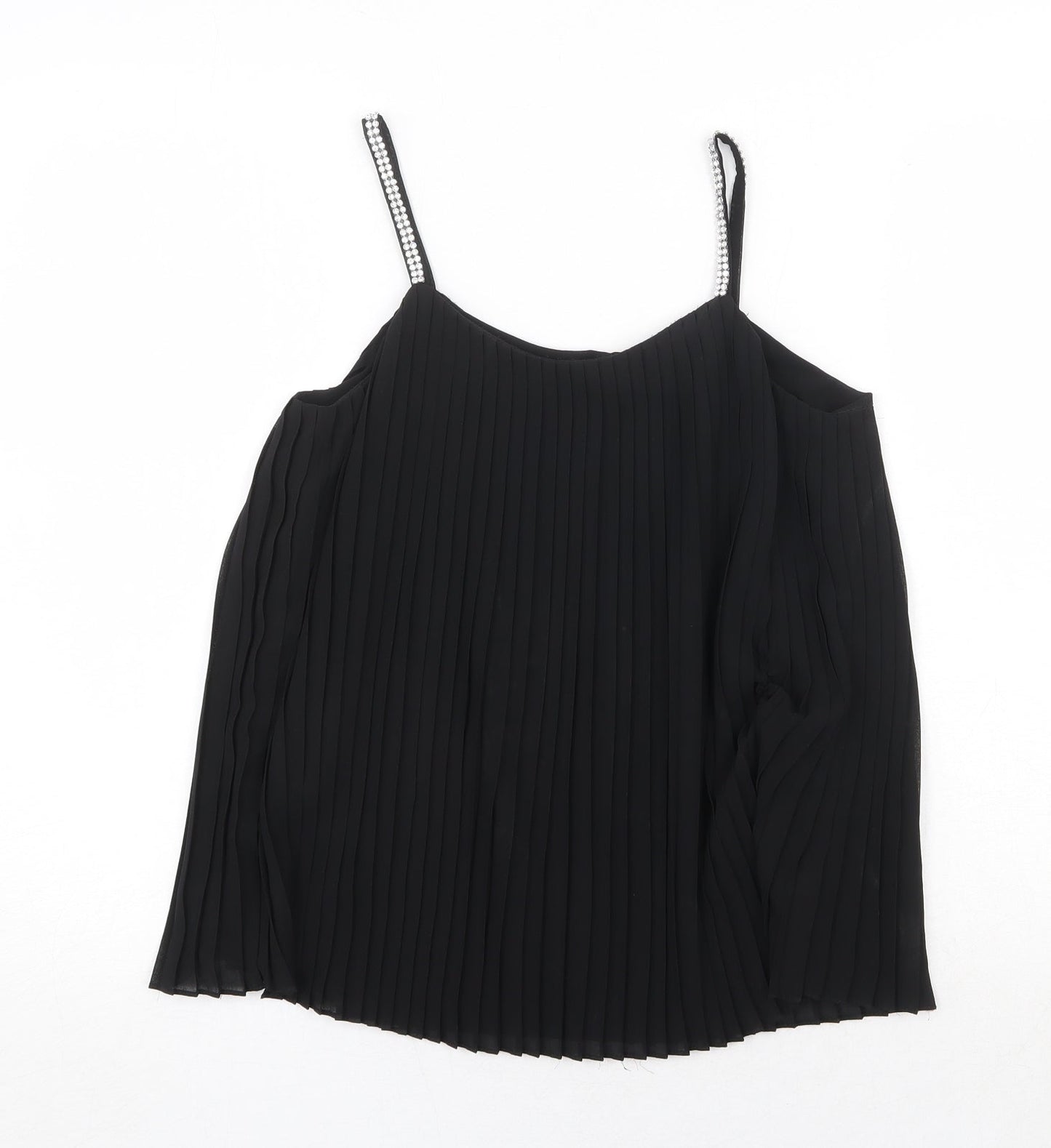 Quiz Womens Black Polyester Basic Tank Size 6 Round Neck