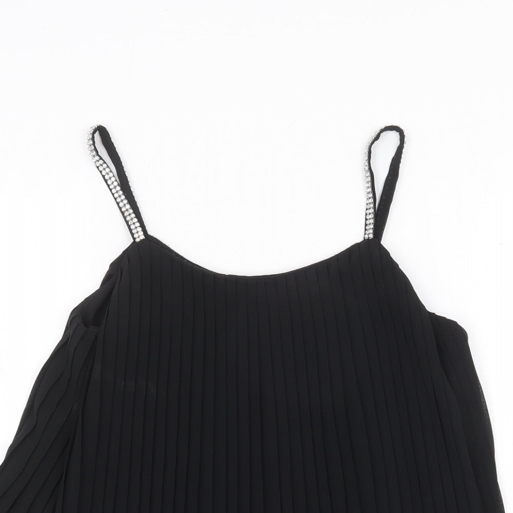 Quiz Womens Black Polyester Basic Tank Size 6 Round Neck