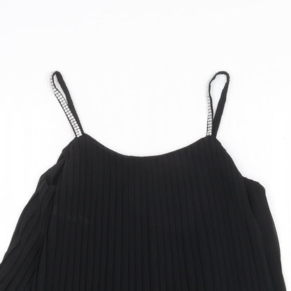 Quiz Womens Black Polyester Basic Tank Size 6 Round Neck