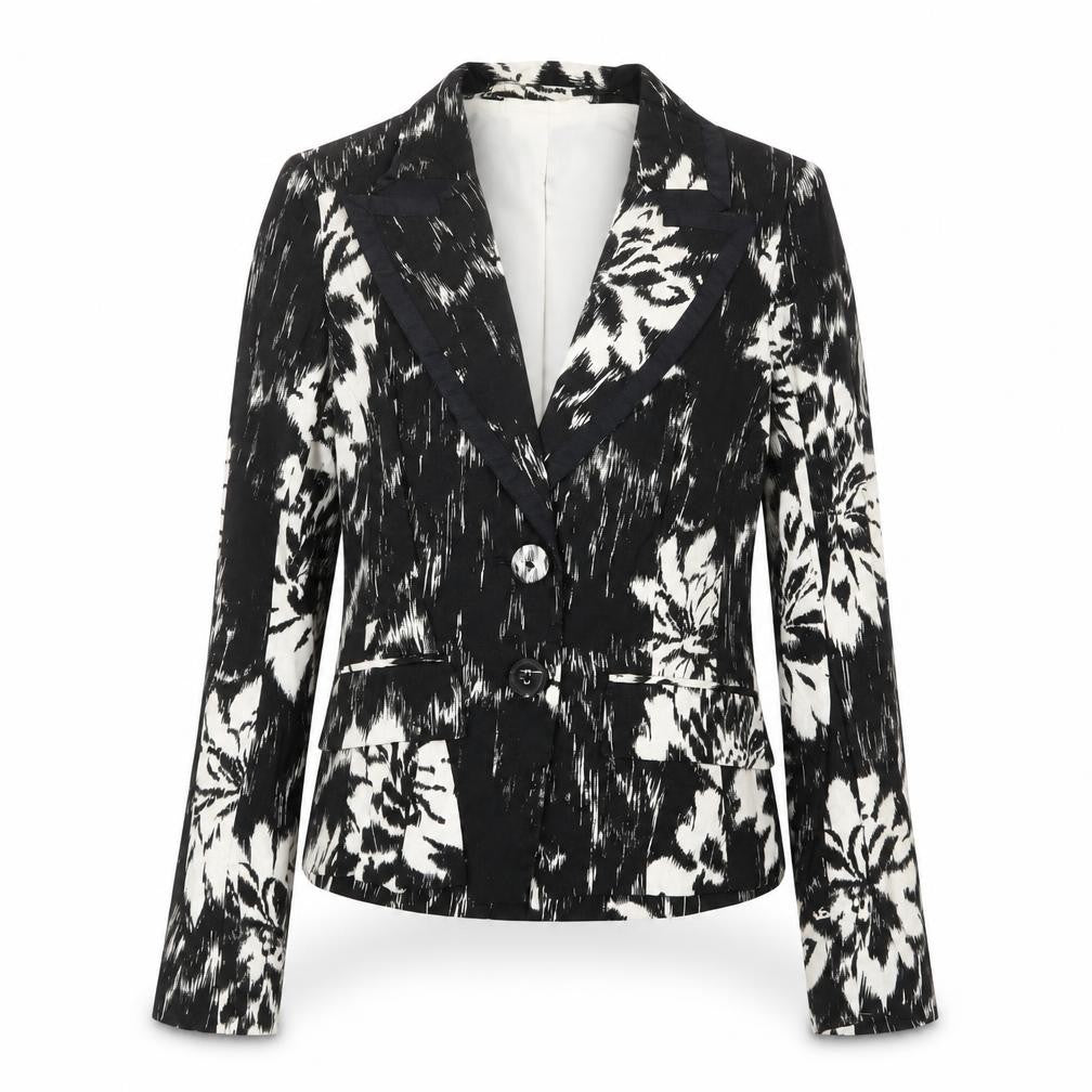 Planet Womens Black Geometric Jacket Blazer Size 8 Button