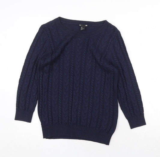 H&M Womens Blue Round Neck Polyamide Pullover Jumper Size S