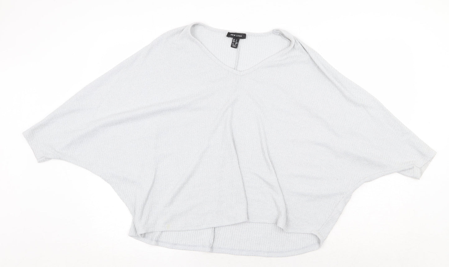 New Look Womens Grey Round Neck Viscose Pullover Jumper Size S - Oversized