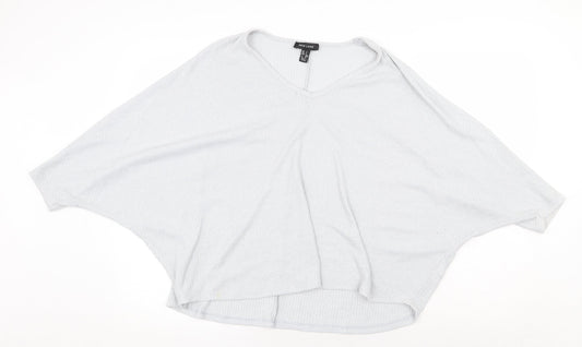 New Look Womens Grey Round Neck Viscose Pullover Jumper Size S - Oversized