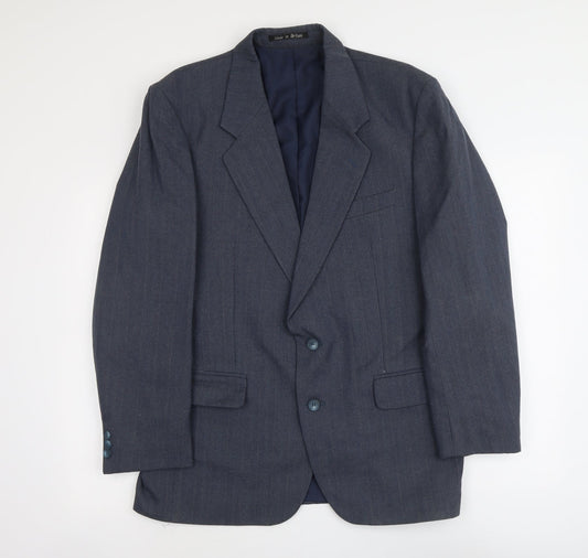 Grenwoods Mens Blue Wool Jacket Suit Jacket Size L Regular