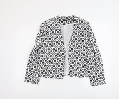 Additional front view of Missguided women’s grey geometric polyester jacket blazer, size UK 10